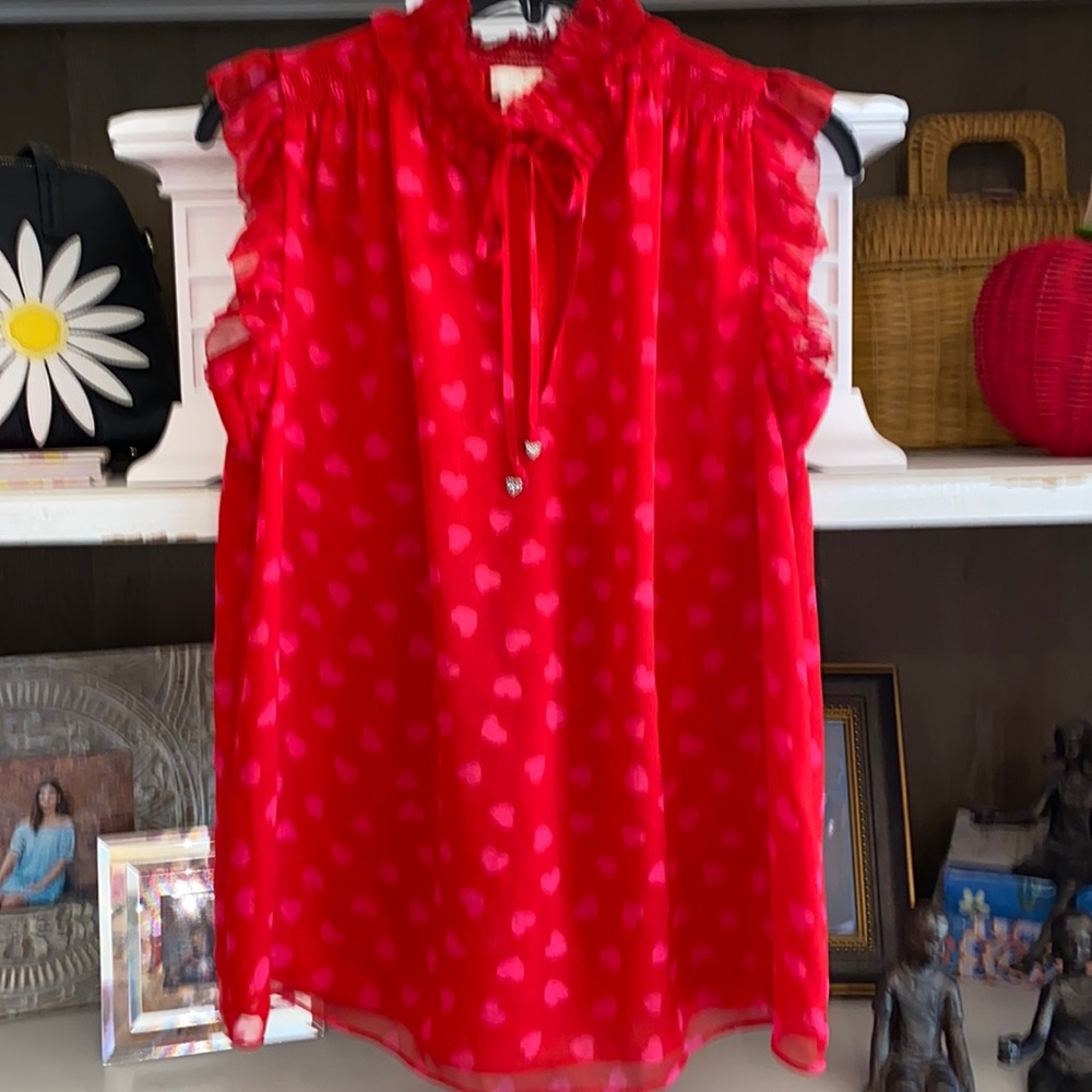 Kate Spade Red and Pink Ruffle Top - Picture 4 of 8